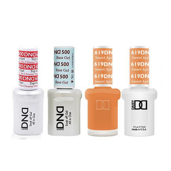 DND - #500#600 Base, Top, Gel & Lacquer Combo - Sweet Apricot - #619