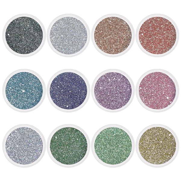 Daily Charme - Colorful Twinkle Flash Glitter Set - 12 Jars