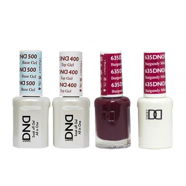 DND - Base, Top, Gel & Lacquer Combo - Burgundy Mist - #635