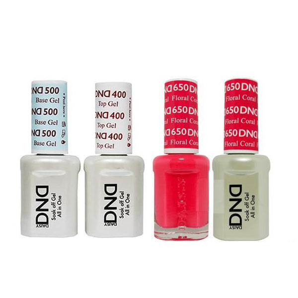 DND - Base, Top, Gel & Lacquer Combo - Floral Coral - #650