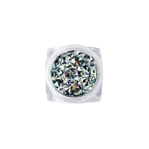 Nail Art Design - Triangle Gems Silver Green