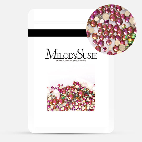 MelodySusie - 1440Pcs Multi-faceted  Nail Rhinestones - Pink