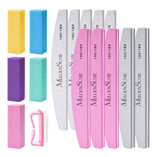 MelodySusie - Professional Nail Files And Buffers 16Pcs Kit - 100/180 Grit
