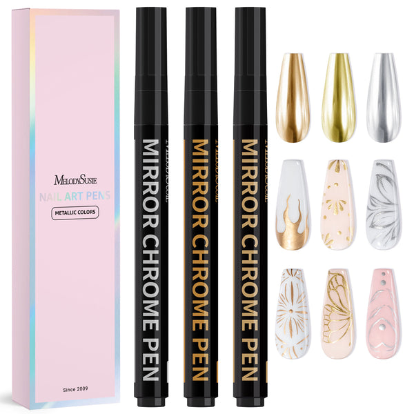 Melody Susie - Nail Art Pens Set Chrome Metallic 3 Colors