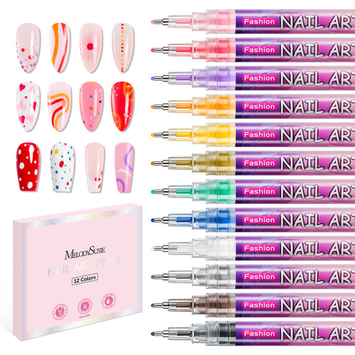 Melody Susie - Nail Art Pens Set 12 Colors - 0.5Mm