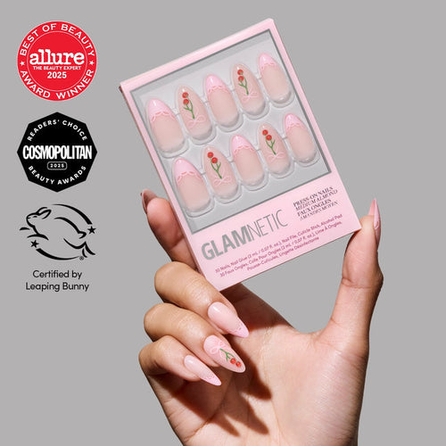 Glamnetic - Press On - Press On - Cherry Bow - Medium Almond