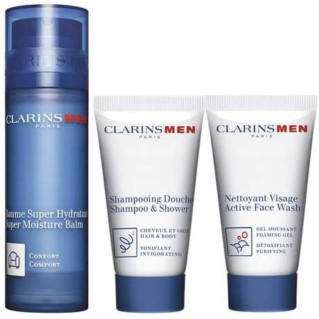 Clarins - Men Set (Super Moisture Balm 50 ml + Shampoo & Shower Gel 30 ml + Active Face Wash 30 ml )