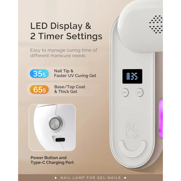 MelodySusie - P-Plus20F Innovative UV Protection Rechargeable UV/LED Nail Lamp - White