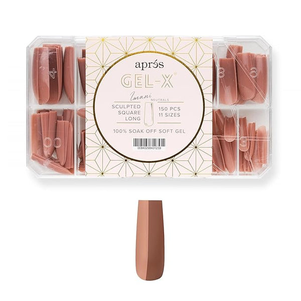 Apres - neutrals gel-x tips 2.0 - imani sculpted square long (150 pcs)