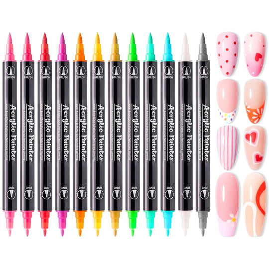 MelodySusie - Double-Ended Nail Art Pens Set 12 Colors