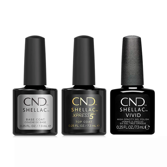 CND - Shellac Xpress5 Combo - Base, Top & Black Tuxedo (0.25 oz)