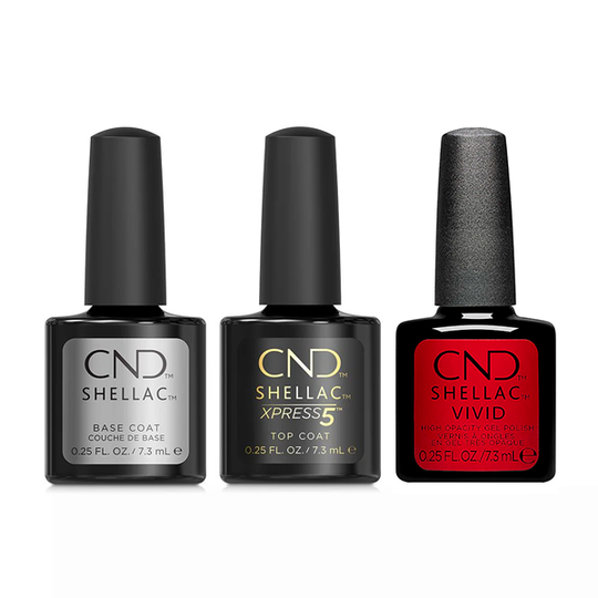 CND - Shellac Xpress5 Combo - Base, Top & Red Carpet (0.25 oz)