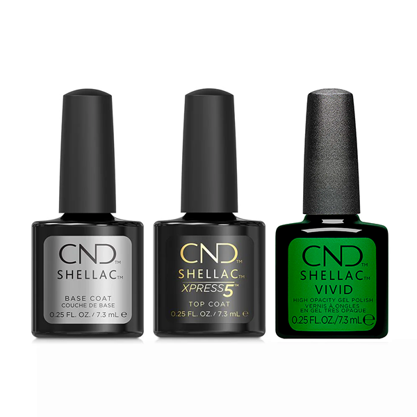 CND - Shellac Xpress5 Combo - Base, Top & Shamrock Green (0.25 oz)