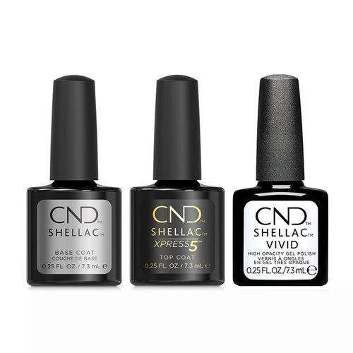 CND - Shellac Xpress5 Combo - Base, Top & White Gloves (0.25 oz)