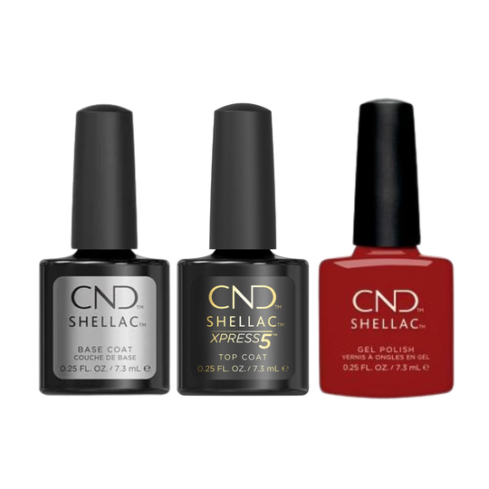 CND - Shellac Xpress5 Combo - Base, Top & Bordeaux Babe (0.25 oz)