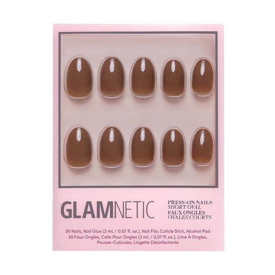 Glamnetic - Press On - Chocolate Brown Short Oval