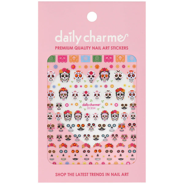 Daily Charme - Bejeweled Nail Art Sticker - Calavera Celebration