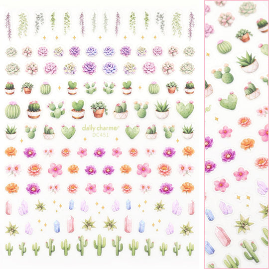 Daily Charme - Floral Nail Art Sticker - Cactus Garden
