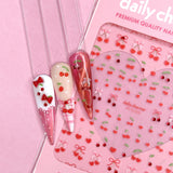 Daily Charme - Valentine Bejeweled Nail Art Sticker - Coquette Cherry