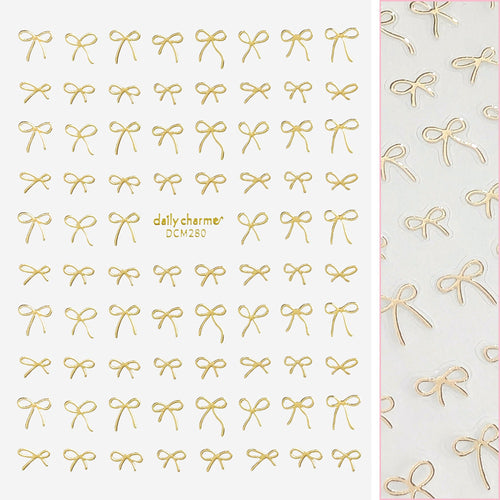 Daily Charme - Kawaii Nail Art Sticker - Coquette Bows - Gold