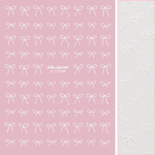 Daily Charme - Kawaii Nail Art Sticker - Coquette Bows - White