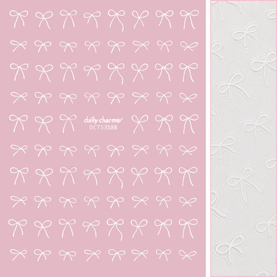 Daily Charme - Kawaii Nail Art Sticker - Coquette Bows - White