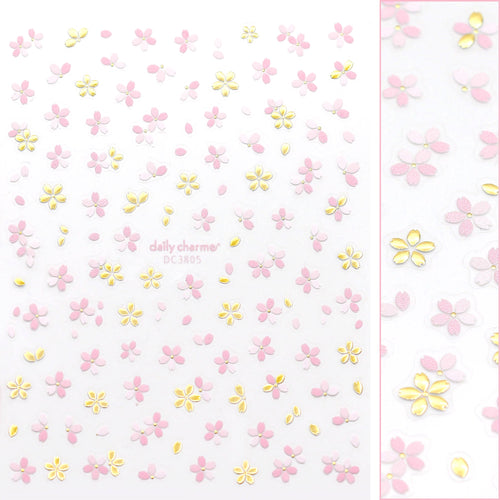 Daily Charme - Floral Nail Art Sticker / Golden Sakura