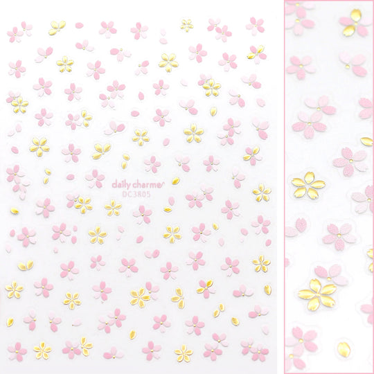 Daily Charme - Floral Nail Art Sticker / Golden Sakura