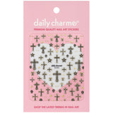 Daily Charme - 3D Embossed Nail Art Sticker - Ornate Crosses - Gold