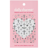 Daily Charme - 3D Embossed Nail Art Sticker - Ornate Crosses - Silver