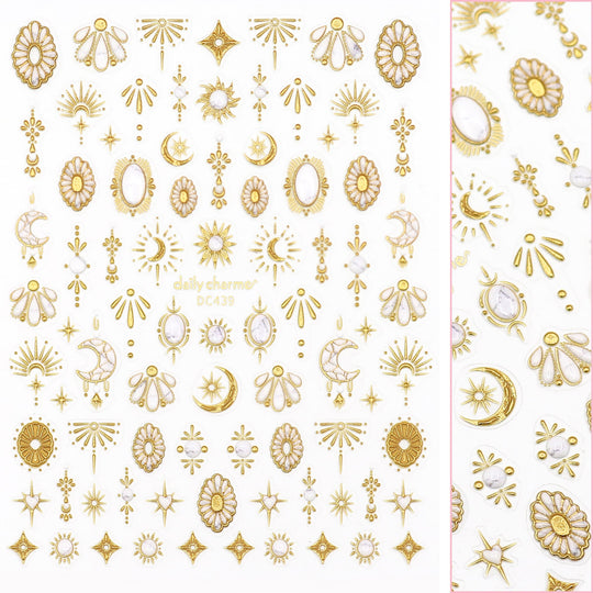 Daily Charme - 3D Embossed Nail Art Sticker - Celestial Stone
