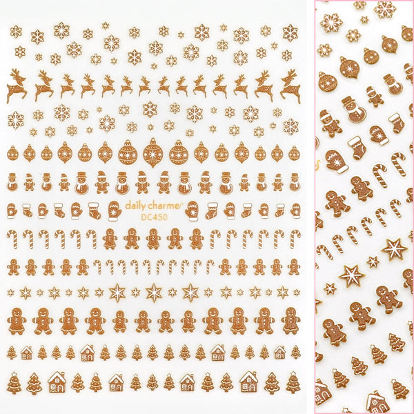 Daily Charme - Holiday 3D Embossed Nail Art Sticker / Gingerbread Village