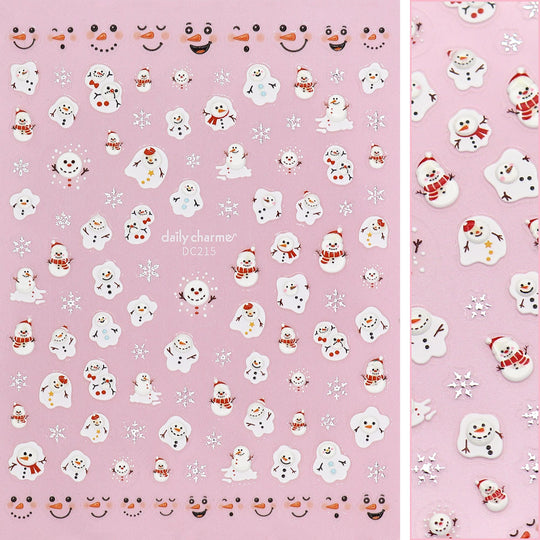 Daily Charme - Holiday 3D Embossed Nail Art Sticker / Merry Snowman