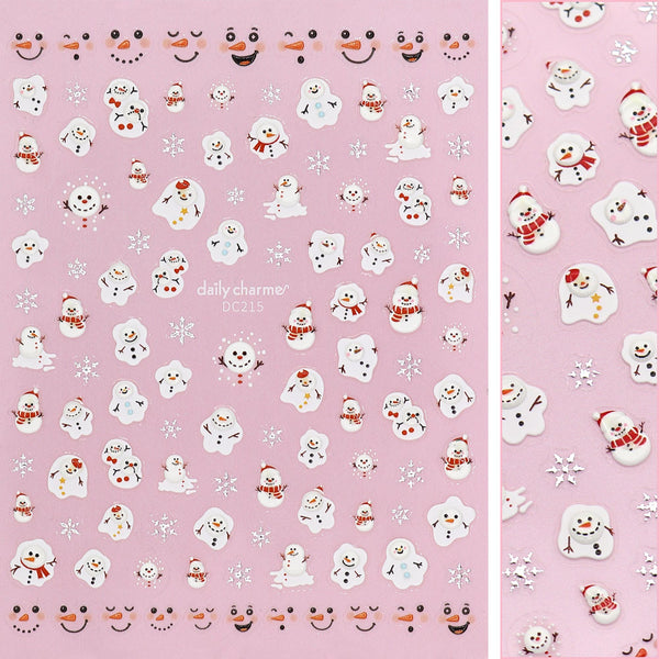 Daily Charme - Holiday 3D Embossed Nail Art Sticker / Merry Snowman