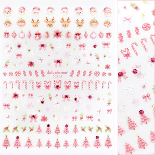 Daily Charme - Holiday Bejeweled Nail Art Sticker / Merry Pinkmas