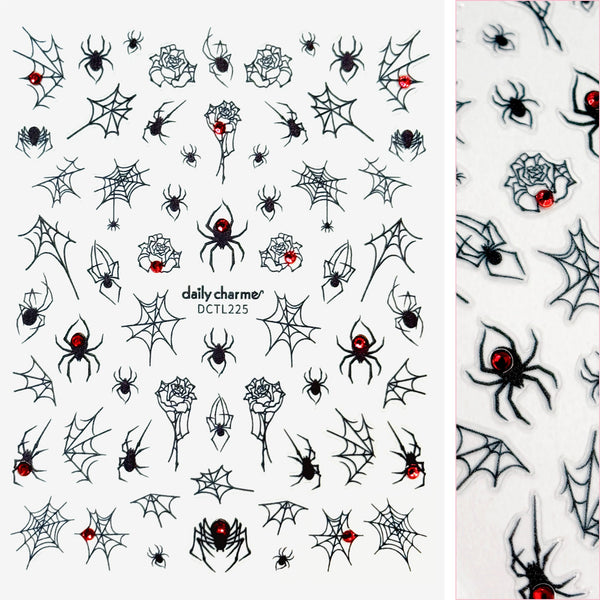Daily Charme - Halloween Bejeweled Nail Art Sticker - Spider Webs