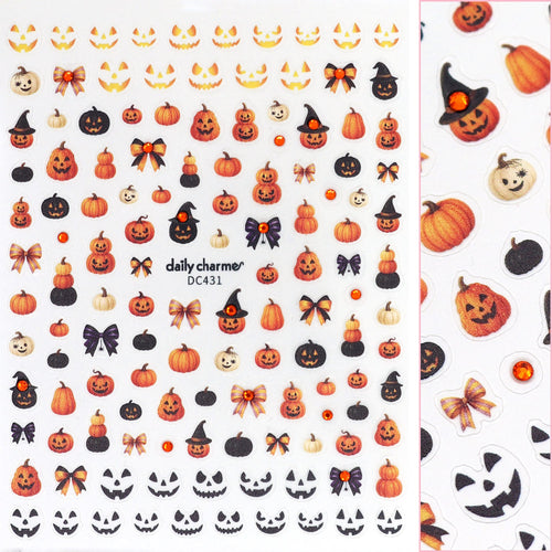 Daily Charme - Halloween Bejeweled Nail Art Sticker - Wicked Pumpkins