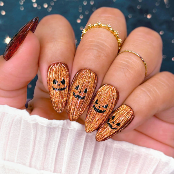 Daily Charme - Halloween Bejeweled Nail Art Sticker - Wicked Pumpkins
