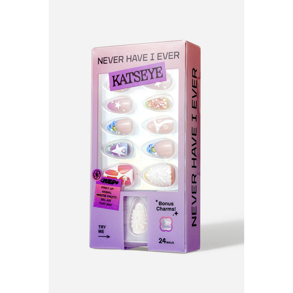 Never Have I Ever x Katseye- Hootie Frutti – Short Stiletto Press-On Nails