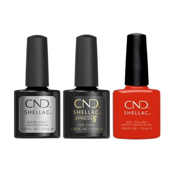 CND - Shellac Xpress5 Combo - Base, Top & Hot Or Knot (0.25 oz)