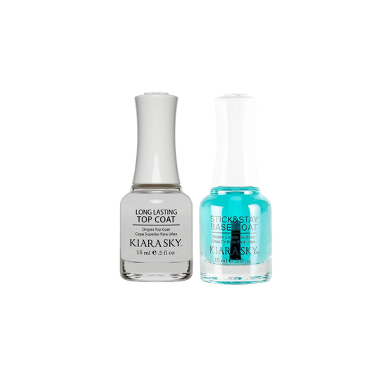 Kiara Sky - Nail Lacquer - Stick & Stay Base Coat + Long Lasting Top Coat Duo 0.5 oz - #BASE AND TOP COAT DUO