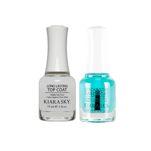 Kiara Sky - Nail Lacquer - Stick & Stay Base Coat + Long Lasting Top Coat Duo 0.5 oz - #BASE AND TOP COAT DUO
