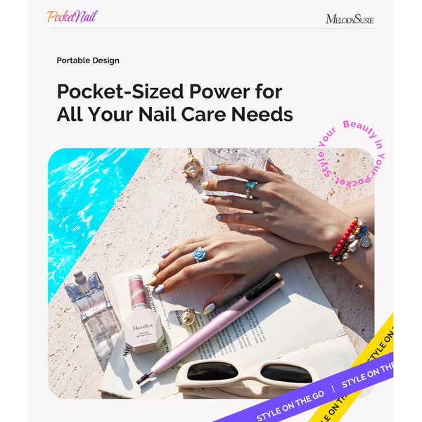 Melody Susie - PocketNail PC100GR/PC100G Innovative Pen-Shaped Portable Nail Drill 20,000RPM - Pleasing Pink