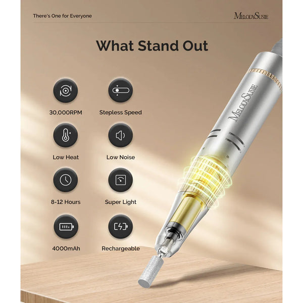 MelodySusie - SC320F Rechargeable Nail Drill 30000RPM - White