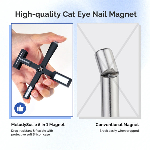 MelodySusie - 5 In 1 Multifunctional Cat Eye Gel Nail Polish Magnet - Black
