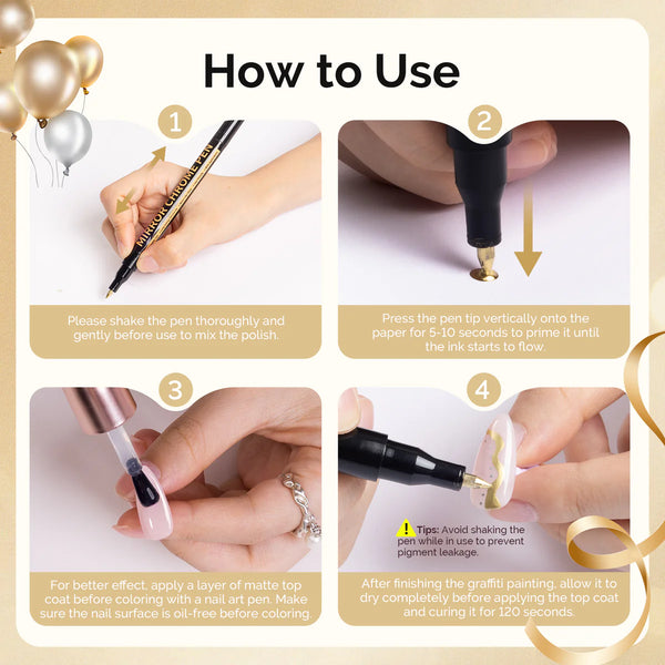 MelodySusie - Nail Art Pens Set Chrome Metallic 3 Colors