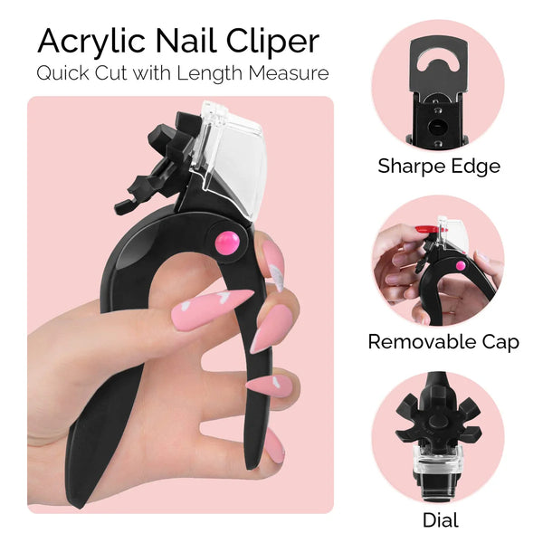 MelodySusie - Rotary Adjustable Stainless Steel Acrylic Nail Clippers - Black