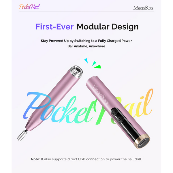 MelodySusie - PocketNail PC100G Pen-Shaped Portable Rechargeable Nail Drill 20,000 RPM - Cotton Candy Pink