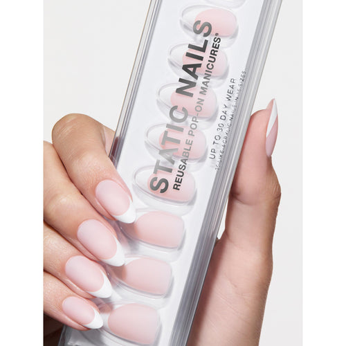 Static Nails - Reusable Pop-On Manicures - Matte French Almond