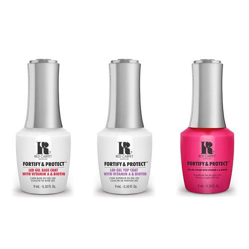 Red Carpet Manicure - Fortify & Protect Combo - Base, Top & Cherry Blossom Beauty 0.3 oz